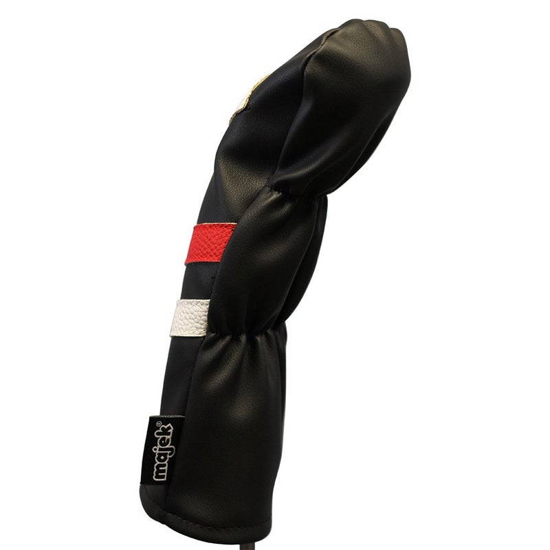 Majek Retro Golf Headcover Black Red and White Vintage Leather Style #5 Fairway Wood Head Cover Classic Look - Image 4